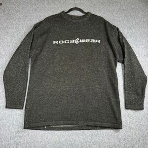 Rocawear Sweater Mens XL Gray Knit‎ Pullover Logo Streetwear Acrylic Wool Blend